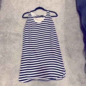 Blue and white striped dress